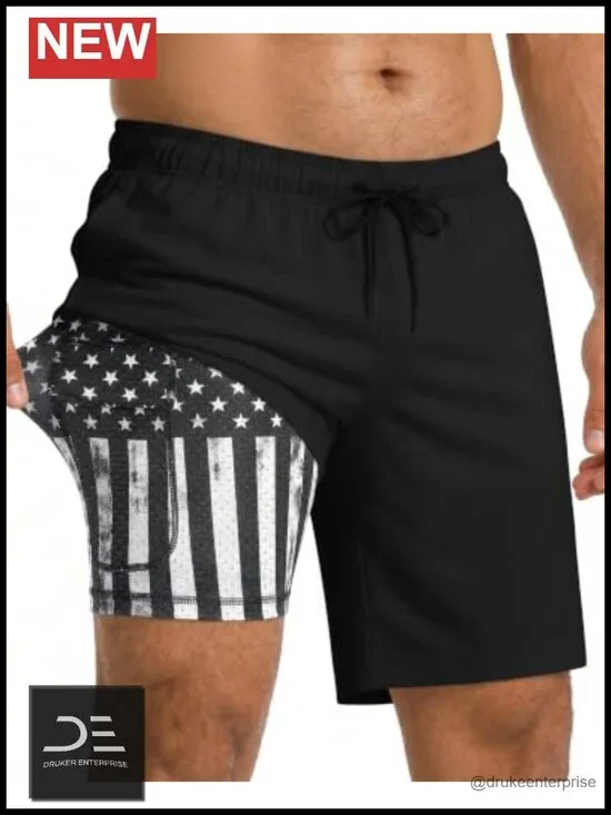 Men's 9-Inch Swim Trunks with Quick-Dry Fabric & Compression Liner
