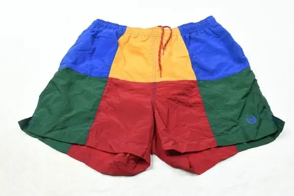 Vintage Givenchy Swim Trunks Shorts Mens Large Colorblock Mesh Lined Drawstring
