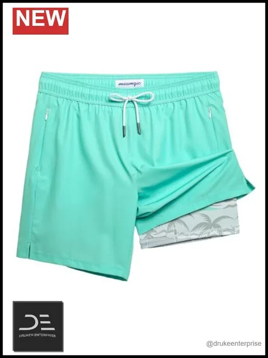 Men's 2 in 1 Swim Trunks with Compression Liner 7 Inch Board Shorts
