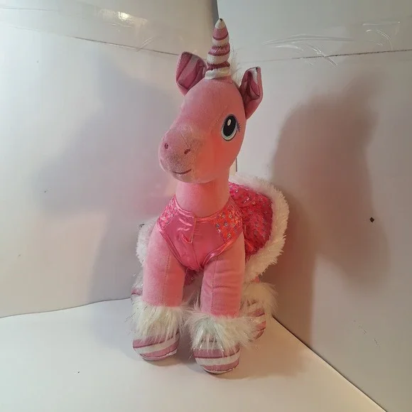 Build A Bear Candy Cane Swirl‎ Unicorn Pink Sparkles with White Tutu Plush 16