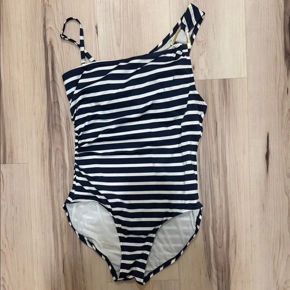 MICHAEL Michael Kors Navy and Cream Striped Swimsuit