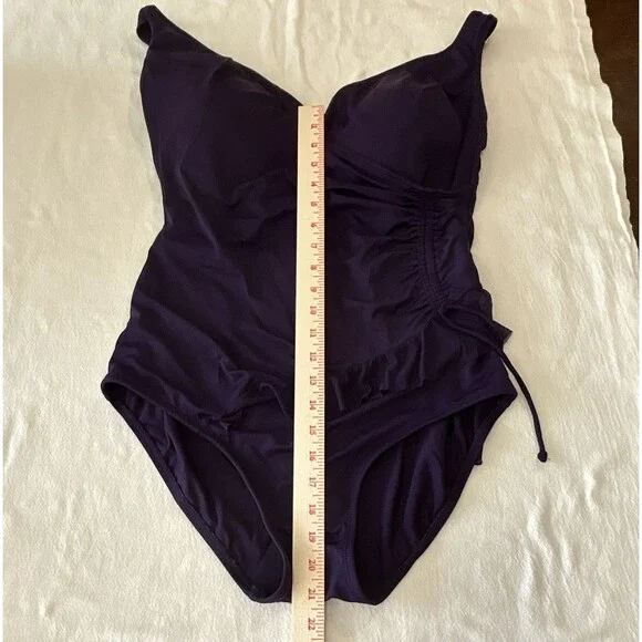 Longitude Women's Purple Ruched One Piece Swimsuit 18W D RW23181-0188