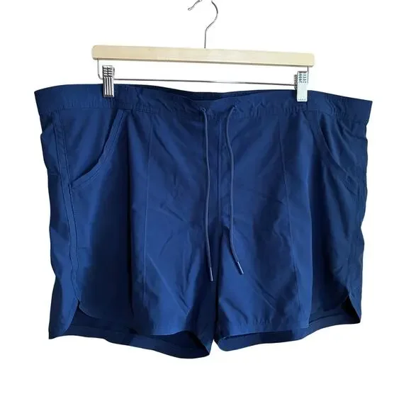 Lands' End blue swim shorts women's 16 drawstring waist pockets inner lining