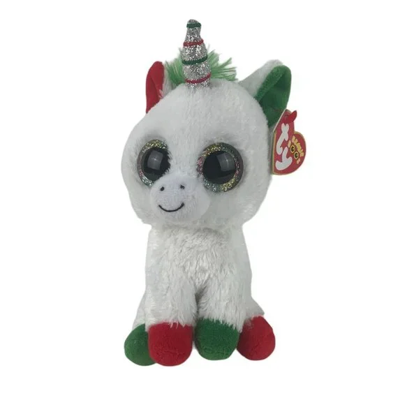 Ty Beanie Boos Unicorn‎ Candy Cane 8” Plush Christmas Stuffed Toy w/Tags
