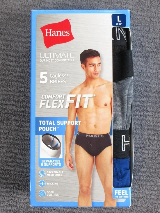Men's Hanes Flex Fit Briefs with Total Support Pouch - four pairs