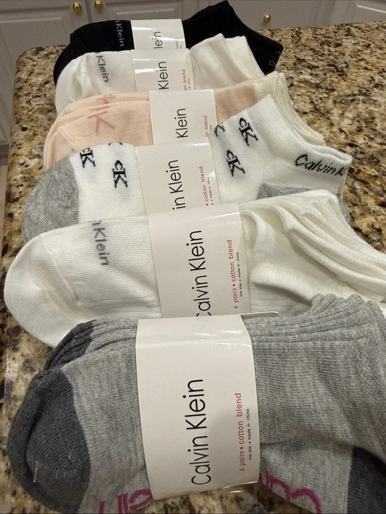 Calvin Klein Women ‘s Low-Cut Sock Pack — White, Gray, Black, Cream, Pink