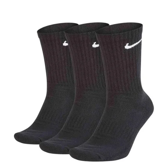 Nike Everyday Unisex Dri-FIT  3 Pairs Cotton Cushioned Crew Socks size: M. Black