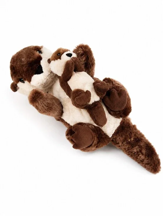 IKEA SKOGSDUVA Otter Plush Set with Baby Soft Toy Stuffed Animal Brown 18