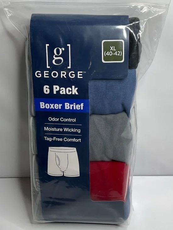 George Men’s Cotton Blend Boxer Briefs Size XL 40-42