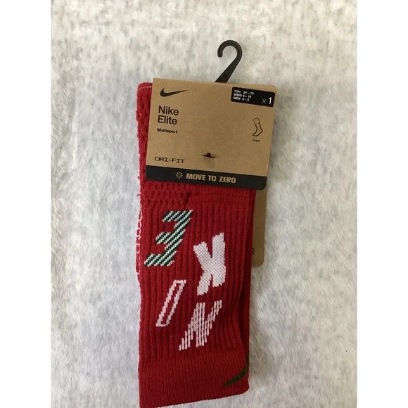 Nike Elite Multisport Crew Socks Red White Green HV6888-687 Mens 6-8/Womens 6-10