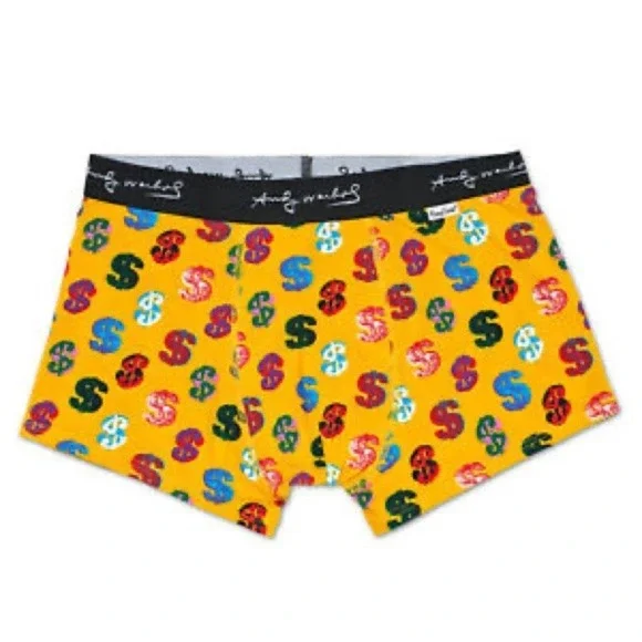 Andy Warhol Men's Dollar Trunks Boxer Briefs Money Happy Socks Size Medium 32-34
