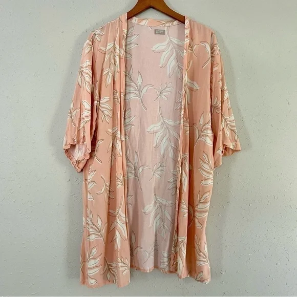 🦋 Summer & Rose NWOT Pink Tropical Kimono Beach Vacation One Size
