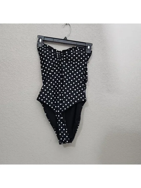 We Wore What Swimsuit One Piece SX Black Polka Dot NWT