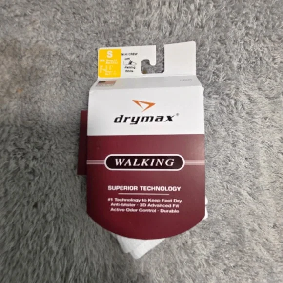 Drymax Walking Mini Crew Socks White Anti-Blister‎ Performance Unisex Small NEW