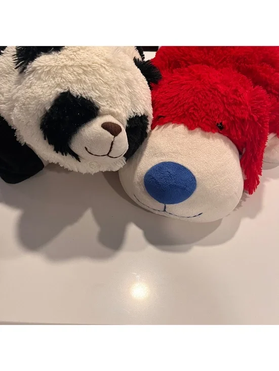 Pillow Pets Plush Stuffed Animals Plushies Set - Panda and Patriotic Dog