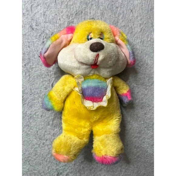 Yellow Rainbow Dog Plush Stuffed Animal Toy Colorful Pet young date vintage rare