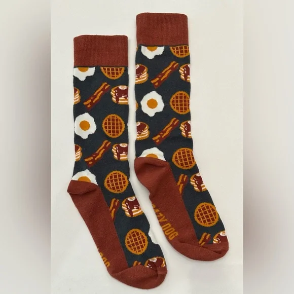 NWOT Crazy Dog T-Shirts Co. Funny Bacon & Eggs Breakfast Food Socks Men’s
