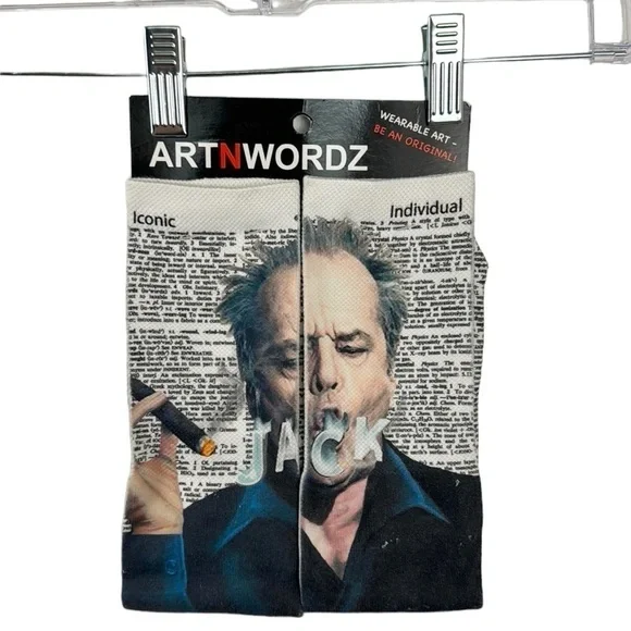ARTNWORDZ Novelty Socks‎ Jack Nicholson Lightweight Unisex Black Multi NWT
