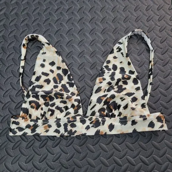 Aerie Bikini Top Medium Leopard Print Triangle Animal Print Swim Beach Vacation