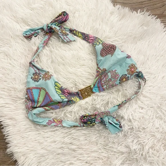 Trina Turk Bikini Top Halter Mod Print 8 Medium Sale
