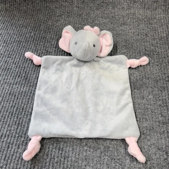 Dan Dee Baby‎ Lovey Security Blanket Elephant Plush Gray Bow Rattle Embroidered