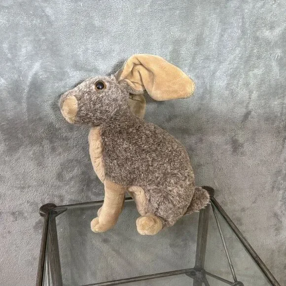 Wild Republic Realistic Rabbit Plush 12” Brown Hare  Stuffed Animal wired ears