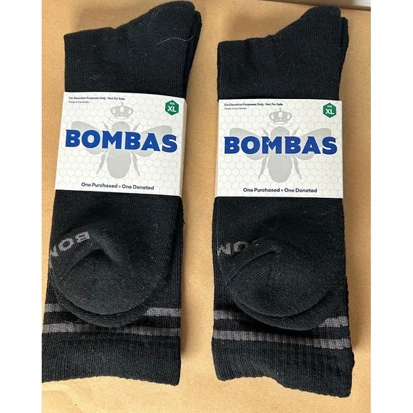 Bombas Men Performance Calf Socks 2 Pair Set Black Grey XL Honeycomb Support NEW