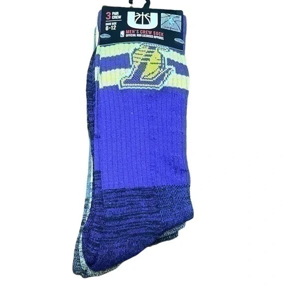3 Pair LA Lakers Men’s Crew Socks - NWT