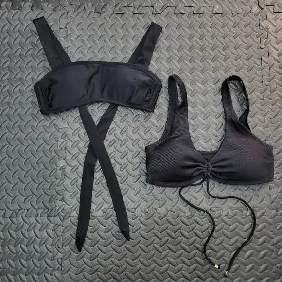 Black Bikini Top Lot Medium Xhilaration Swim Beach Summer Vacation Resortwear
