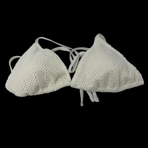 Aerie Cream Knit Bikini Top Halter Top‎ Size XL NWT