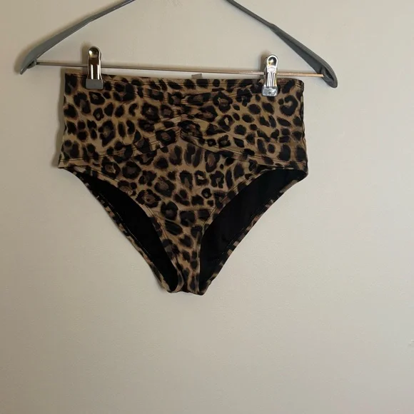 White House Black Market Leopard Print Bikini Brown and Black Womens Small