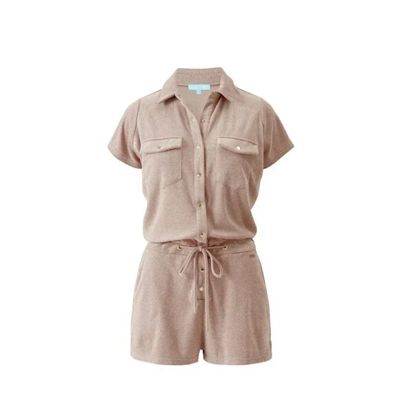 Melissa Odabash Beige Terry Romper Swim Coverup