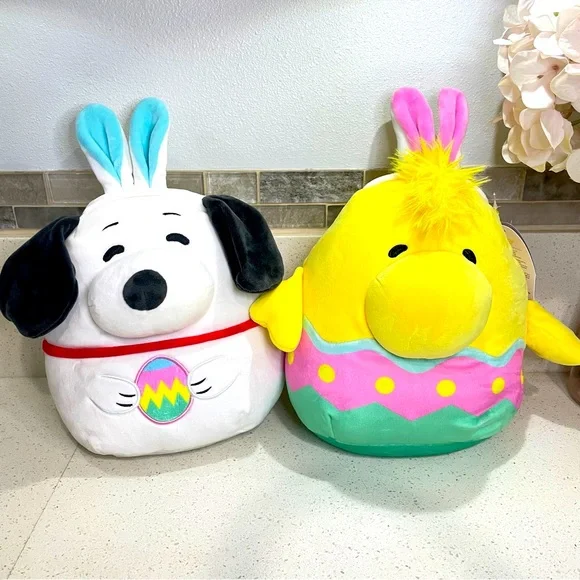 NEW Squishmallows Peanuts Easter Snoopy Woodstock Bunny‎ Ears Plush Set