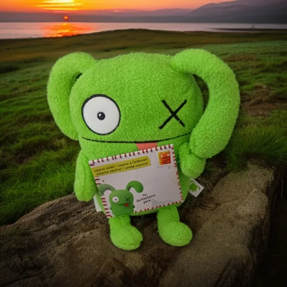 Uglydoll OX Green Plush Jokingly Yours Green Stuffed Animal Surprise Envelope‎