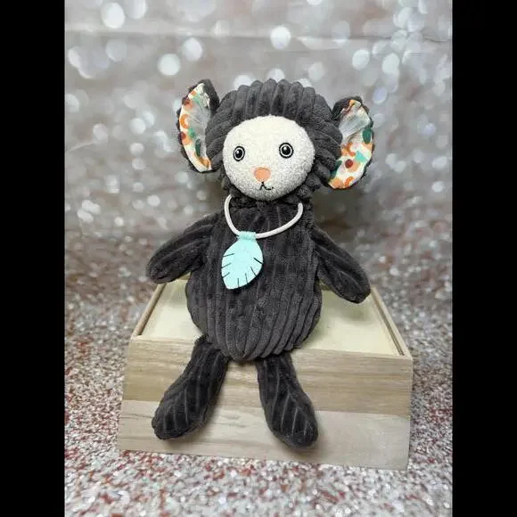 Les Deglingos‎ Marmoset Monkey Plush Lovey Toy Ribbed Gray Corduroy 13