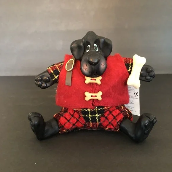 Russ Berrie The Country Folks YAPPA Plush Shelf Sitter Black Dog with Tags