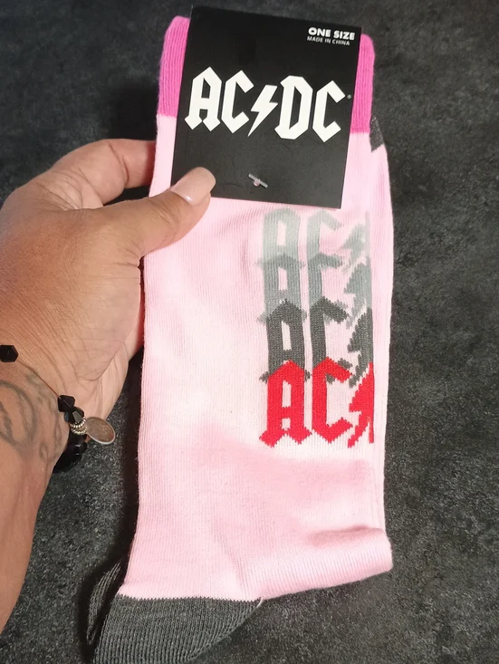 AC/DC Pink Crew Socks