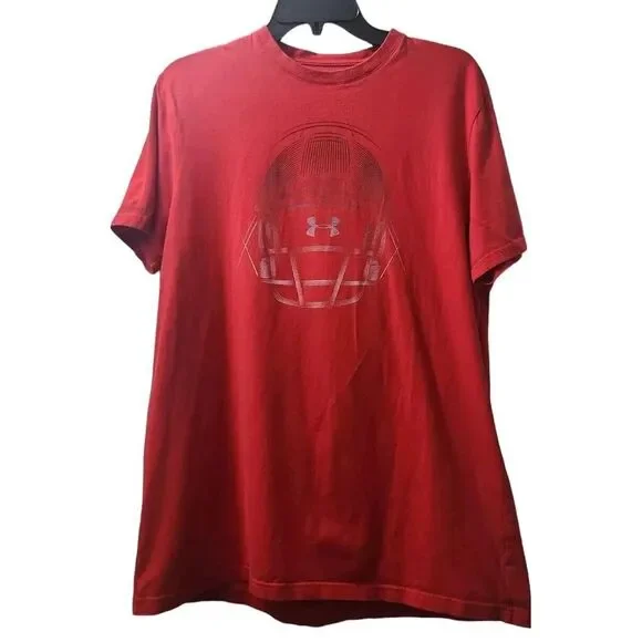 Under Armour Mens Size M Loose Graphic Football Shirt T-Shirt Shirt‎ Red