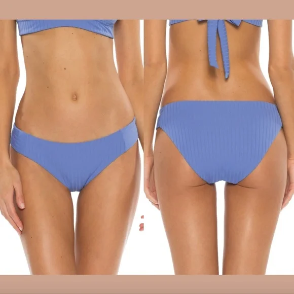 NWT $58‎ Becca Blue MIS Loreto Ribbed Bikini Bottom