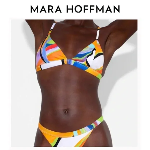 Mara Hoffman Alegasi-Print Astrid Triangle Bikini Top