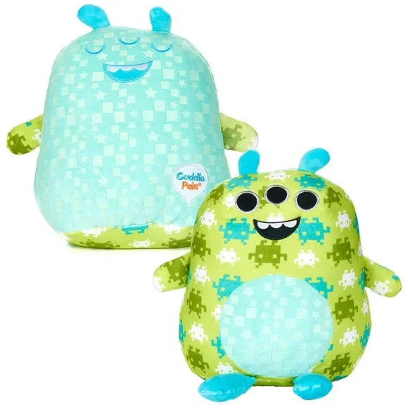 KIDS PREFERRED Two Sided Glow in The Dark Cuddle Pal Pixel The Alien Plush 11.5”