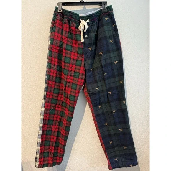 J.Crew Pajama Pants Mens Large‎ Red Tartan Plaid Holiday Loungewear Drawstring