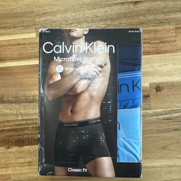 Calvin‎ Klein NB2569 Men's XL Microfiber Underwear - Blue (3 Pack)