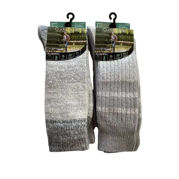 CUDDL DUDS MENS ClimateSmart TWO 2-PackS Sports Stripe and Colorblock Crew Socks