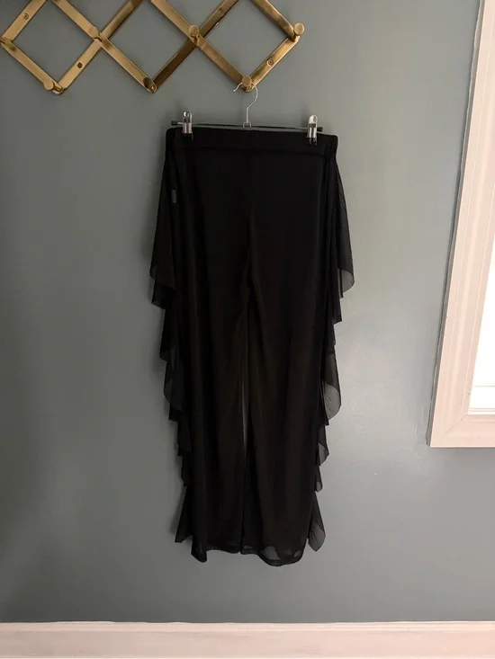 Black Layered Ruffle Sheet Pants