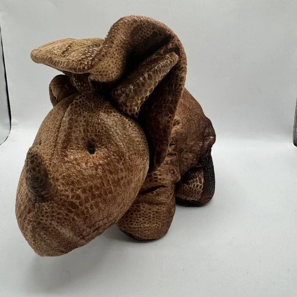 Russ Berrie Triggor Triceratops Plush 1996 Large Brown Scaled Texture Dinosaur