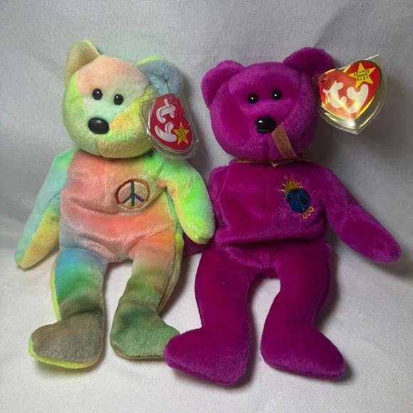 Ty Beanie Babies Peace and Millennium Bears Set‎ 1996 1999 Vintage Plush Toys