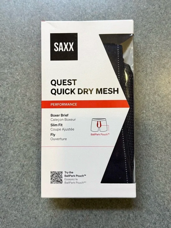 Saxx Men's Quest Quick Dry Mesh Boxer Brief XL Dark Blue