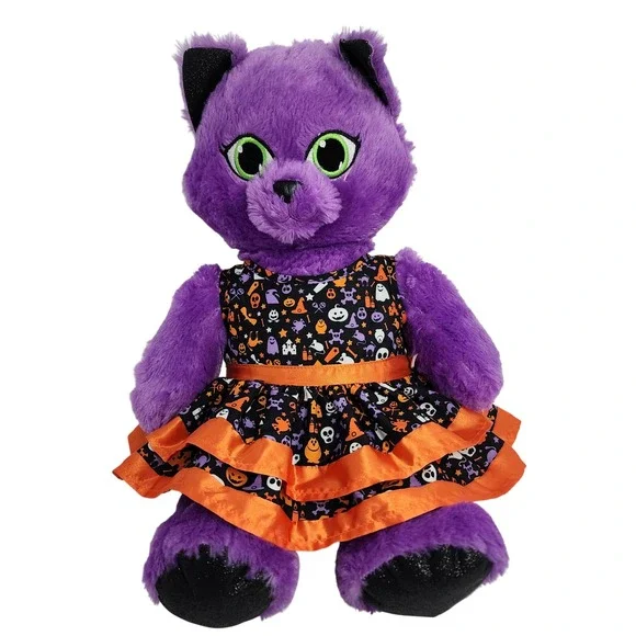 Build A Bear Purple Cat Plush Halloween Dress‎ Voice Box Meow