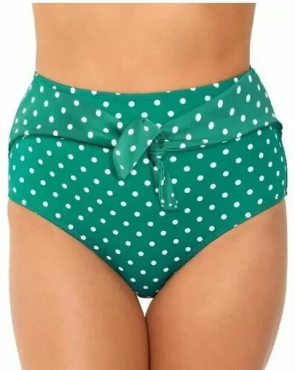 Salt + Cove Juniors Dot it Goin On High-Waist Bikini Bottoms Green Size XS Belt